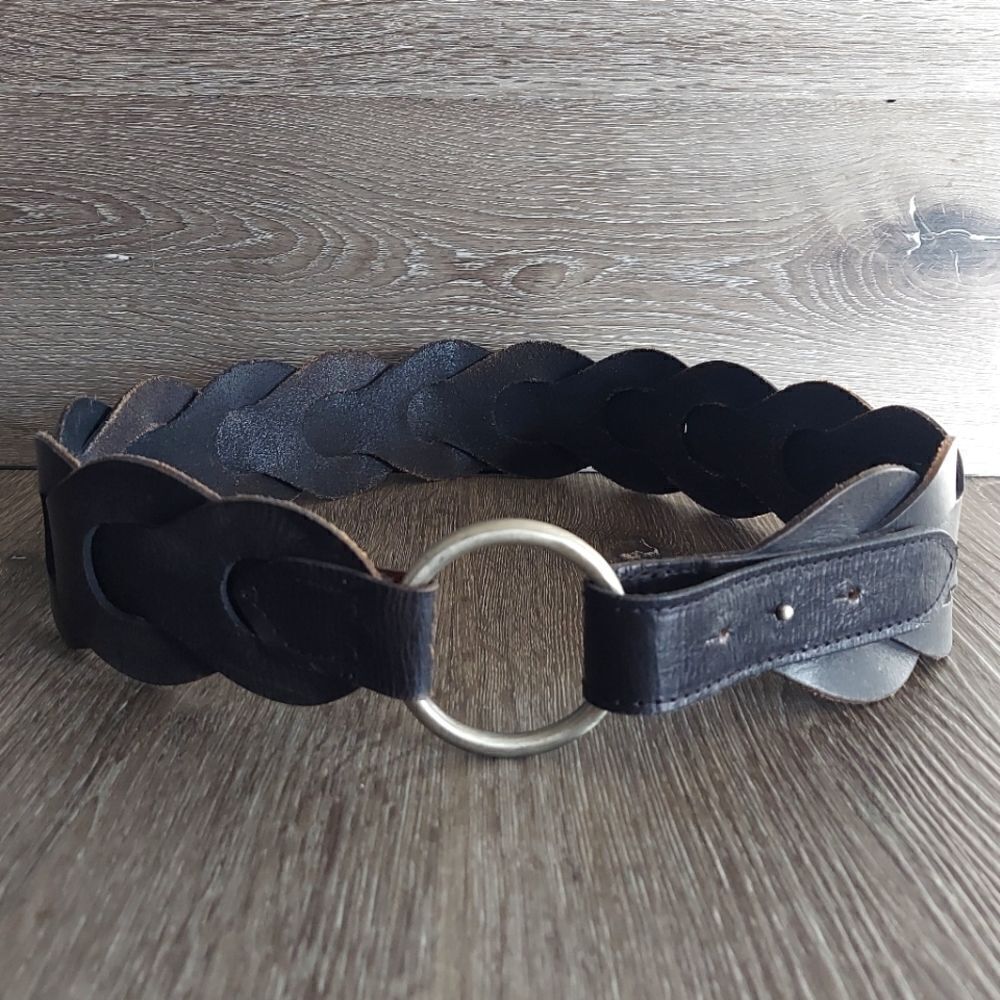 Old Navy Black Woven Leather Belt S/M